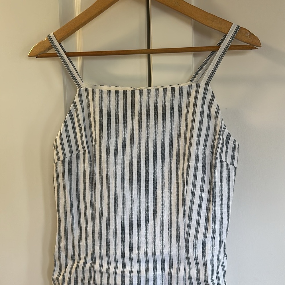 NEW Reformation Phillipa Linen Mini Dress in Antibes Stripe Blue White | sz 4 - Picture 11 of 12